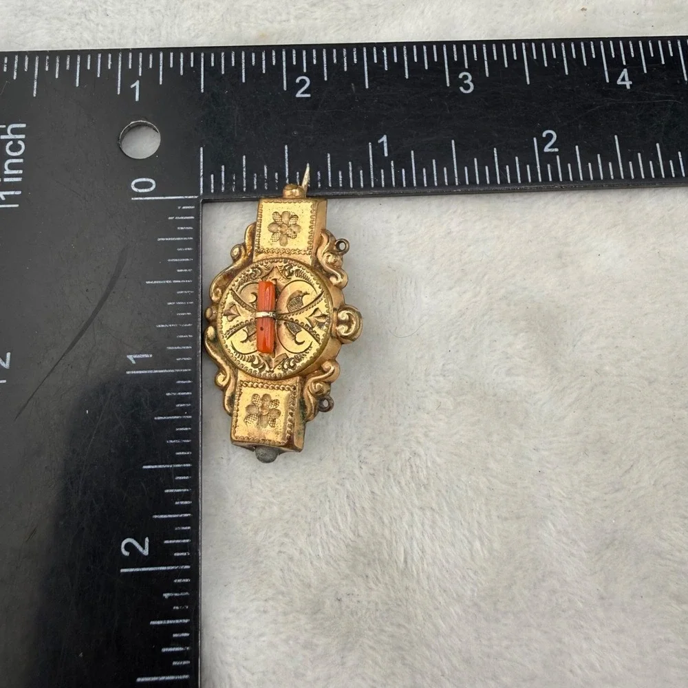 Vintage Gold Filled Brooch Coral Victorian Revival